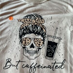 Graphic Tee with Skull and Coffee Design